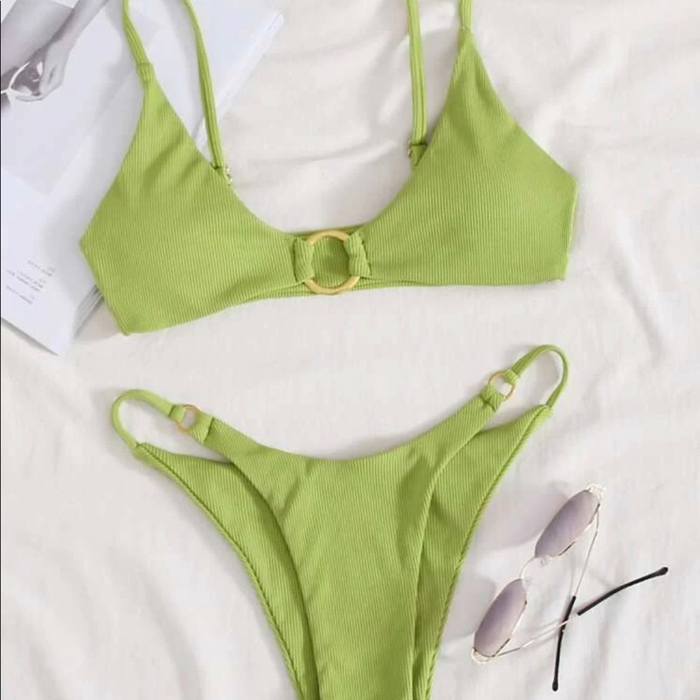 Never Worn Green Ribbed Bikini
